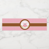 フクロウ（ピンク）パーソナライズされた1歳の誕生日/ベビーシャワー ペットボトルラベル (シングルラベル)