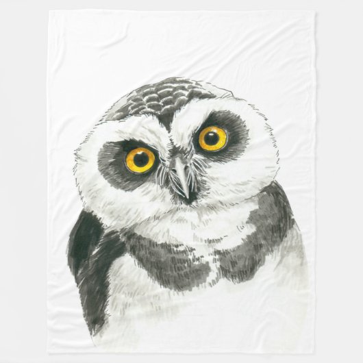 フクロウ フリースブランケット (正面)