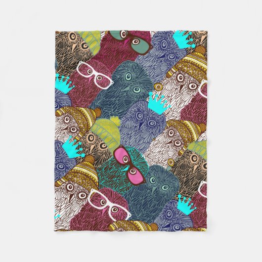 フクロウ フリースブランケット (正面)