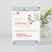 フクロウ、フーのバースデーパーティ招待状 招待状 (スタンド正面)