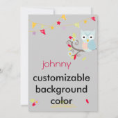 フクロウ、フーのバースデーパーティ招待状 招待状 (裏面)