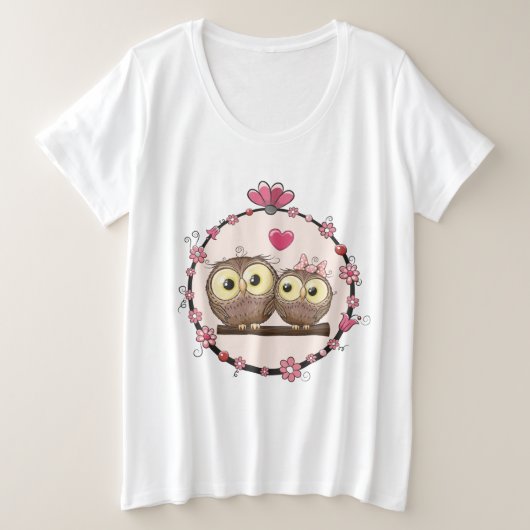 フクロウ プラスサイズTシャツ (デザイン正面)