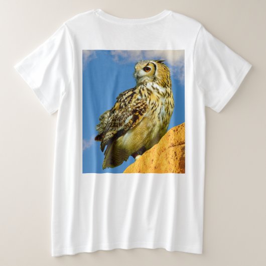 フクロウ プラスサイズTシャツ (デザイン裏面)