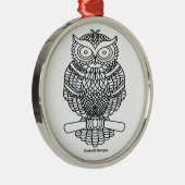 フクロウ（ホワイトラウンド） – プレミアムオーナメント メタルオーナメント (右)