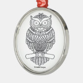 フクロウ（ホワイトラウンド） – プレミアムオーナメント メタルオーナメント (左)