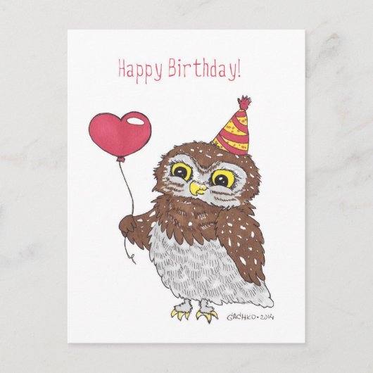 フクロウ ポストカード (正面)