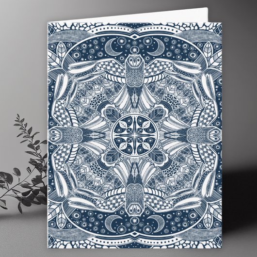 フクロウ マンダラアート ぬりえ サンキューカード