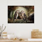 フクロウ・ムーンアートポスター/プリント ポスター (キッチン)