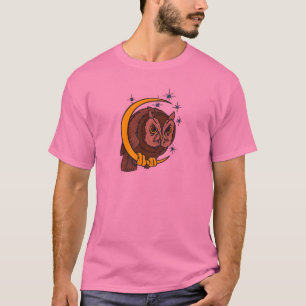 フクロウ・ムーンタトゥーデザイン Tシャツ