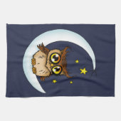 フクロウ・ムーンブルーかわいい星 キッチンタオル (横)