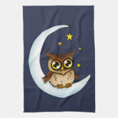 フクロウ・ムーンブルーかわいい星 キッチンタオル (縦)