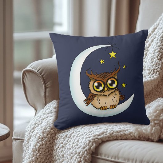 フクロウ・ムーンブルーかわいい星 クッション