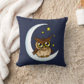 フクロウ・ムーンブルーかわいい星 クッション (ブランケット)