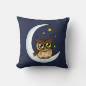 フクロウ・ムーンブルーかわいい星 クッション (正面)