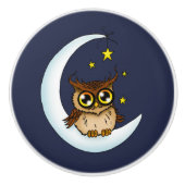フクロウ・ムーンブルーかわいい星 セラミックノブ (正面)
