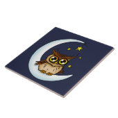 フクロウ・ムーンブルーかわいい星 タイル (側面)