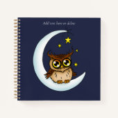 フクロウ・ムーンブルーかわいい星 ノートブック (正面)