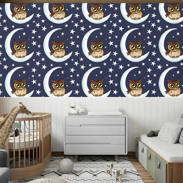 フクロウ・ムーンブルーかわいい星 壁紙 (クリエイターアップロード済み)