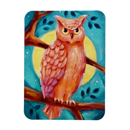 フクロウ&ムーンマグネット マグネット (縦)