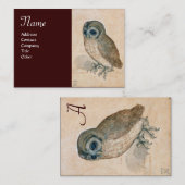 フクロウ・モノグラム、ブラウン 名刺 (正面/裏面)