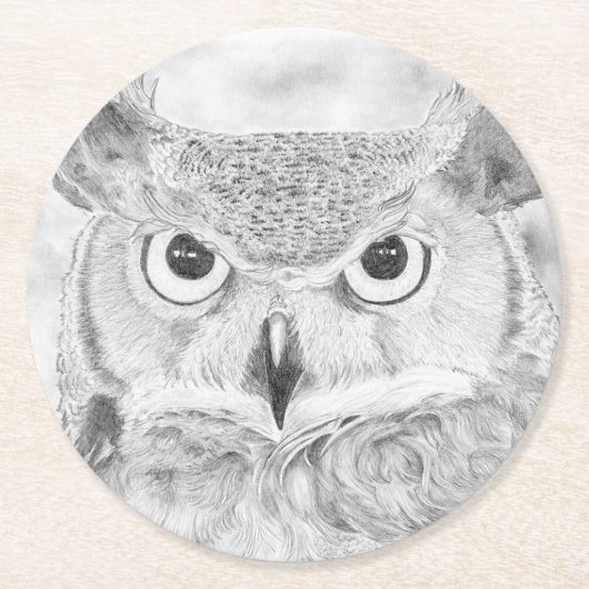 フクロウ ラウンドペーパーコースター (正面)