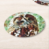 フクロウ ラウンドペーパーコースター (アングル)