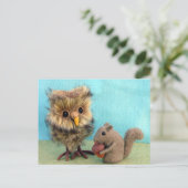 フクロウ&リス ポストカード (スタンド正面)