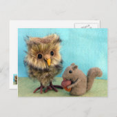 フクロウ&リス ポストカード (正面/裏面)