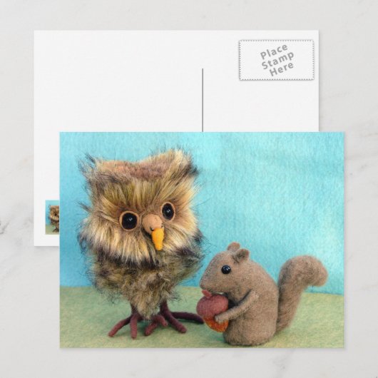 フクロウ&リス ポストカード (正面/裏面)