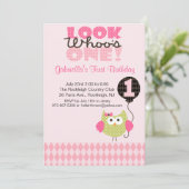 フクロウ·ルック·ワン·誕生日招待状 招待状 (スタンド正面)