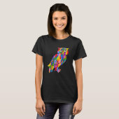 フクロウ・レインボーカラー・アニマルアート Tシャツ (正面フル)