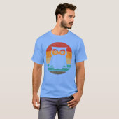 フクロウ レトロ スタイル ヴィンテージ Tシャツ (正面フル)