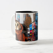 フクロウ、ロックフェラー、両面 ツートーンマグカップ (正面左)