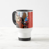 フクロウ、ロックフェラー、両面 トラベルマグ (正面左)