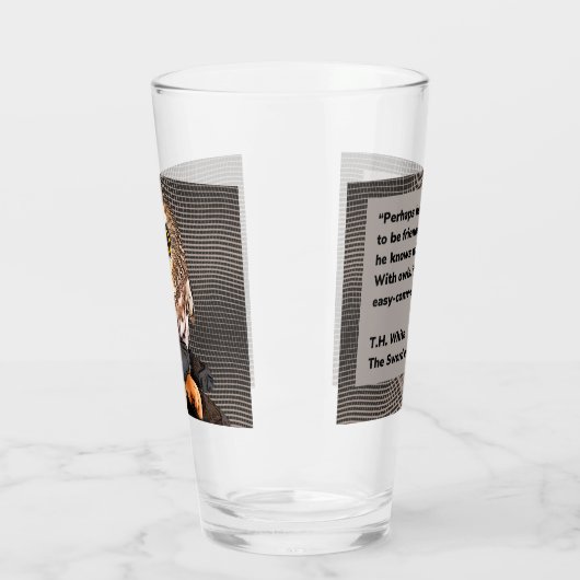 フクロウ、ロックフェラー、引用文、両面 タンブラーグラス (左)