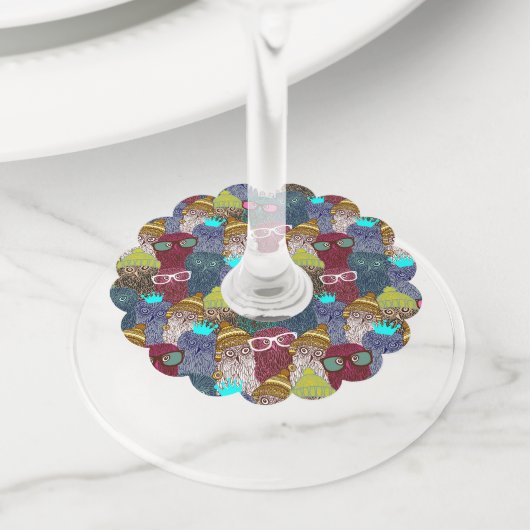 フクロウ ワイングラスタグ (クローズアップ)