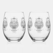 フクロウ – ワイングラス ステムなしワイングラス (裏面)