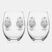 フクロウ – ワイングラス ステムなしワイングラス (右)