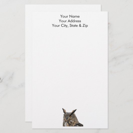 フクロウ 便箋 (正面/裏面)