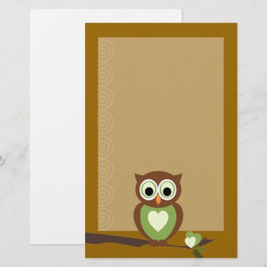 フクロウ 便箋 (正面/裏面)