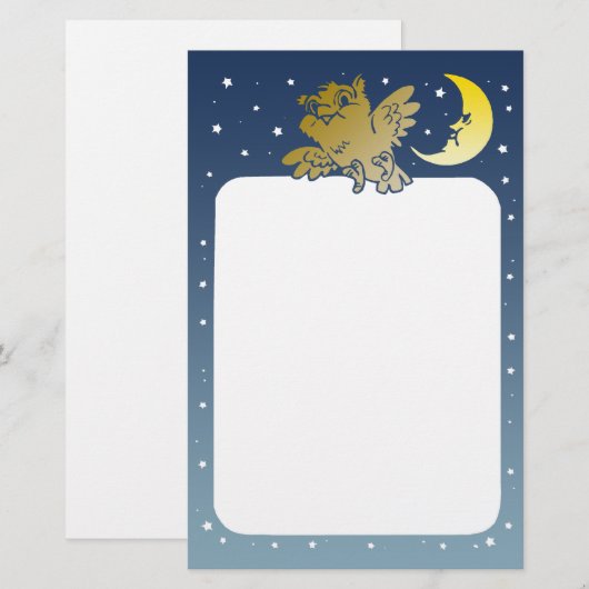 フクロウ 便箋 (正面/裏面)