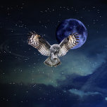 フクロウ 卵形バックル<br><div class="desc">素晴らしい野生生物。灰色の素晴らしフクロウや灰色のフクロウは素晴らし非常に大きなフクロウで、長さ世界最大級のフクロウの種として記録されている。フクロウ、星と青い月の暗い空。</div>