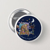 フクロウ、夜の夜 缶バッジ (正面&裏面)