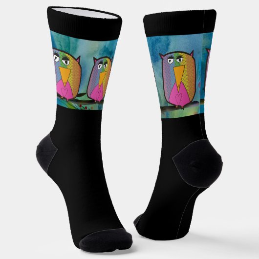 フクロウ「子どもの芸術」 ソックス (傾斜あり)