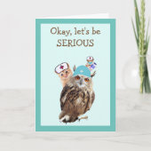 フクロウ、子猫、ネズミが元気 カード (正面)