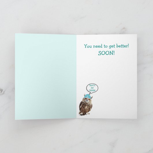 フクロウ、子猫、ネズミが元気 カード (内部)