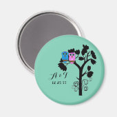 フクロウ – 愛の鳥 – かわいい結婚式の引き出物 マグネット (正面/裏面)