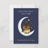 フクロウ 月 青い きれいな星の赤ちゃんシャワー おむつくじ 出欠カード (裏面)