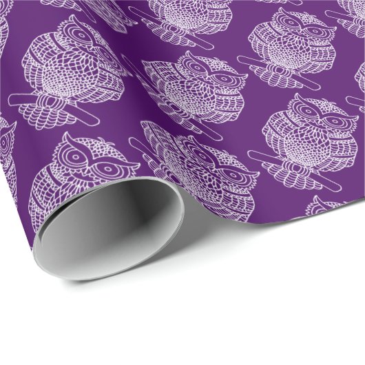 フクロウ（濃い紫） - ラッピングペーパー (ロールコーナー)