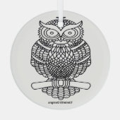 フクロウ（白い丸） – ガラスオーナメント (裏面)